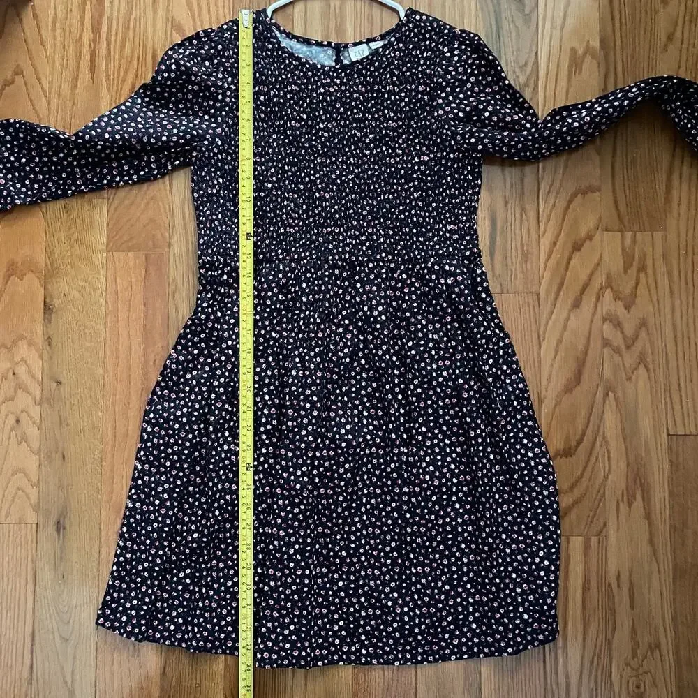 Gap Kids XXL Girls Smocked Floral Prairie Dress Navy Blue Boho Cottagecore